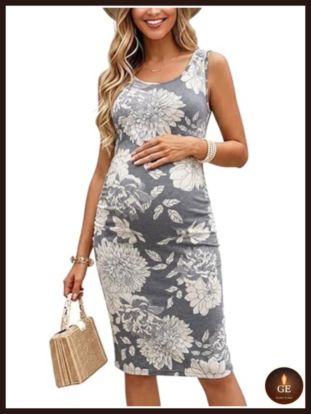 Maternity Tank Dress Bodycon Summer Pregnancy Dress Scoop Neck Sleeveless